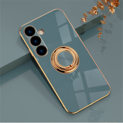 Premium Samsung S24 Ultra Protective Ring Case - TPU & Metal, 6D Electroplated, Shockproof & Stylish Design