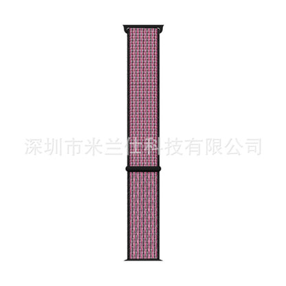 Stylish Nylon Braided Watch Band for Apple Watch - Compatible with Series 1-9 & Ultra - Adjustable Velcro Closure - Multiple Colors Available