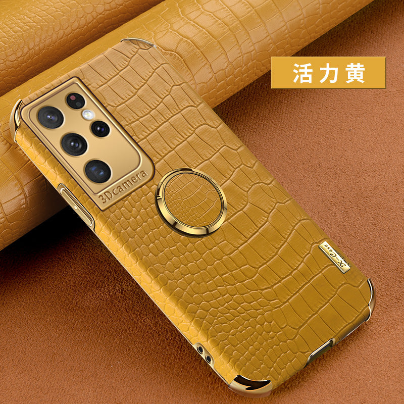 Premium Crocodile Leather Phone Case for Samsung S22 Ultra - Magnetic, Drop-Resistant & Stylish Design