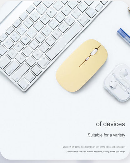 Wireless Bluetooth Rechargeable Mouse - Dual Mode 2.4G Silent Operation, Ergonomic Design for Apple and Huawei Devices