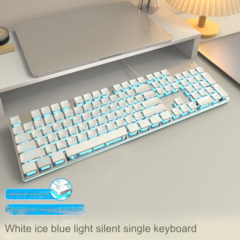 EWEADN GX710 Silent Mechanical Keyboard & Mouse Set - Wired Gaming & Office Combo with RGB Backlight