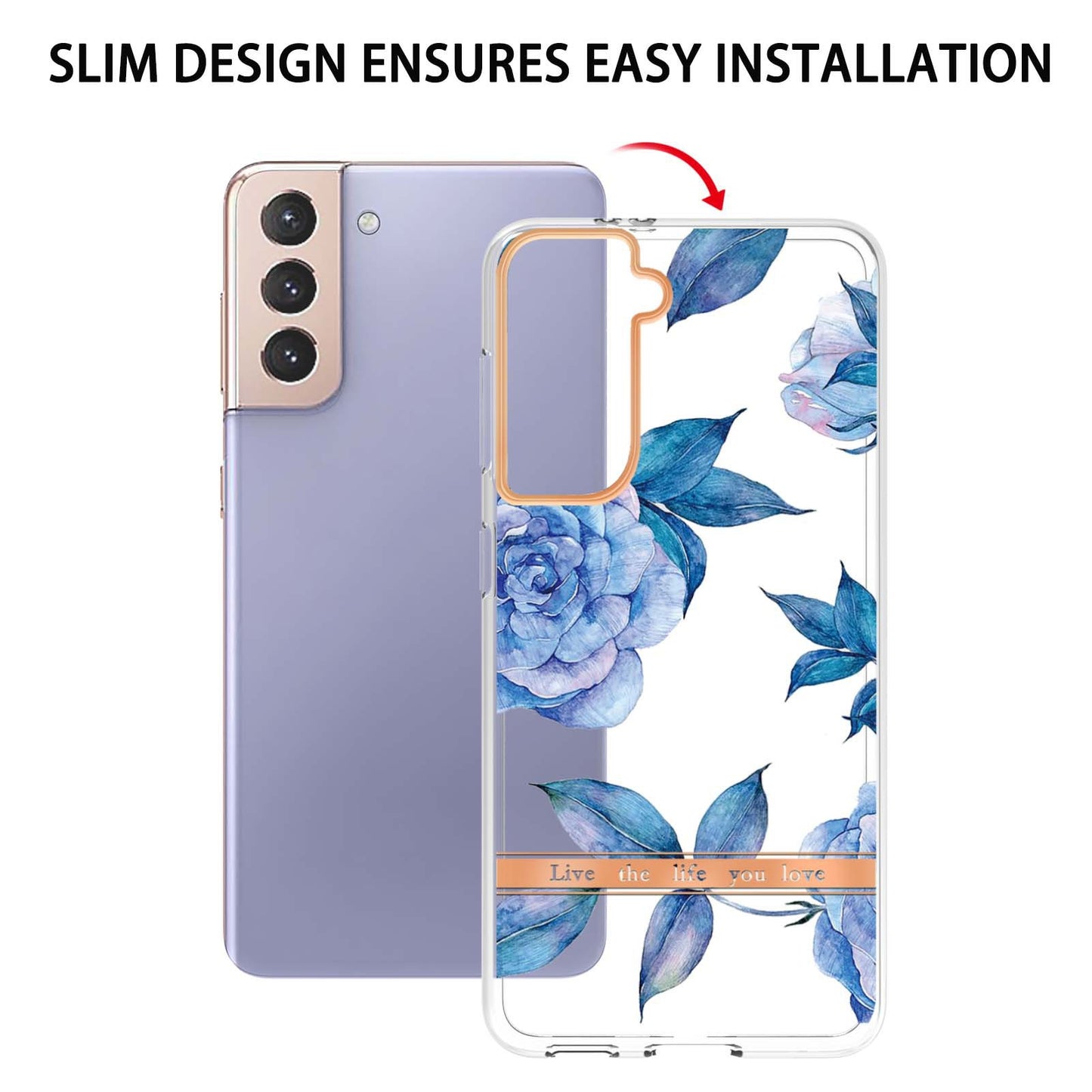 Stylish TPU + PC Protective Case for Samsung Galaxy S24 Series - Transparent Floral Design