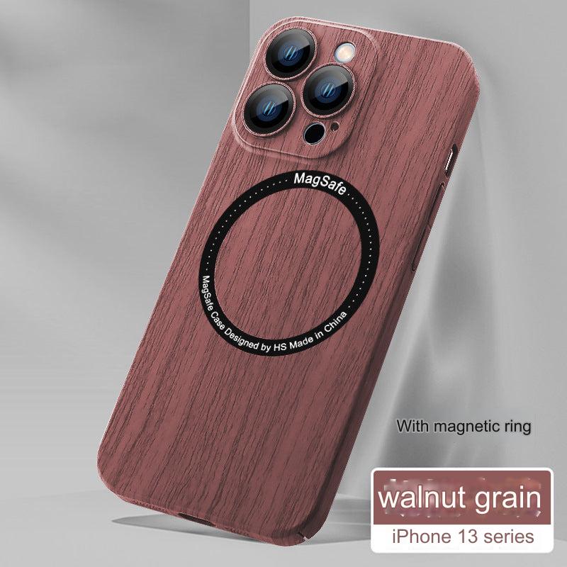 Wood Grain Magnetic iPhone Case for iPhone 15, 14, 13 & 12 - Shockproof, Anti-Fingerprint Protection