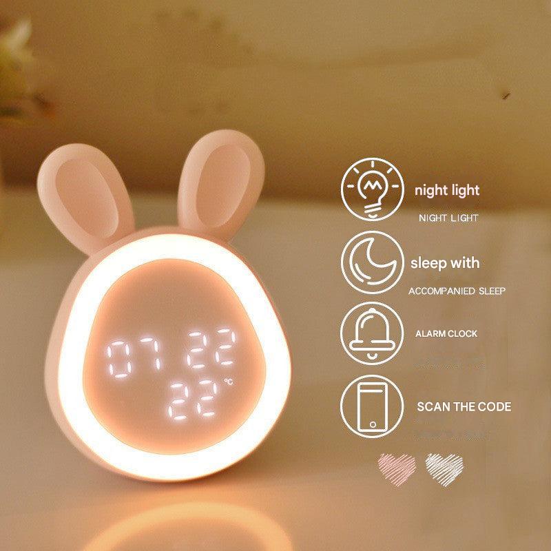 Cute Bunny LED Alarm Clock White