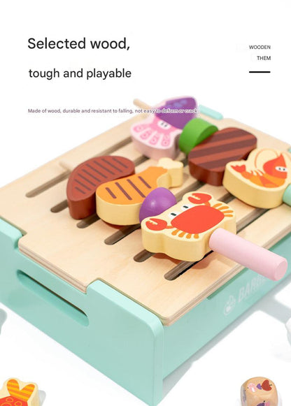 wooden bbq playset educational toys