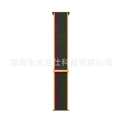 Stylish Nylon Braided Watch Band for Apple Watch - Compatible with Series 1-9 & Ultra - Adjustable Velcro Closure - Multiple Colors Available