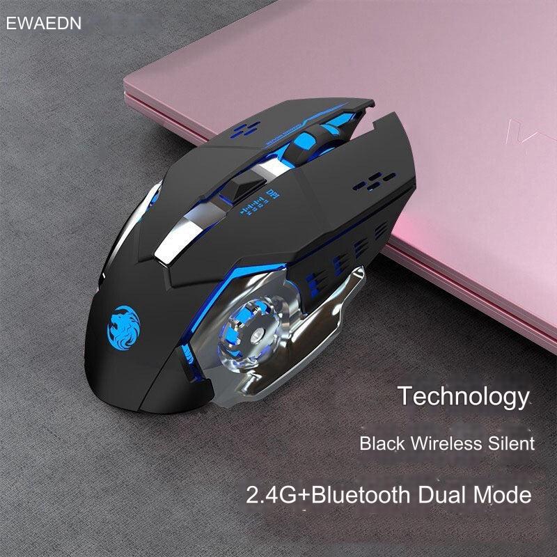 EWEADN G305 Wireless Gaming Mouse - Silent & Rechargeable Bluetooth Dual Mode - Ergonomic Design, 3200 DPI, 6 Buttons