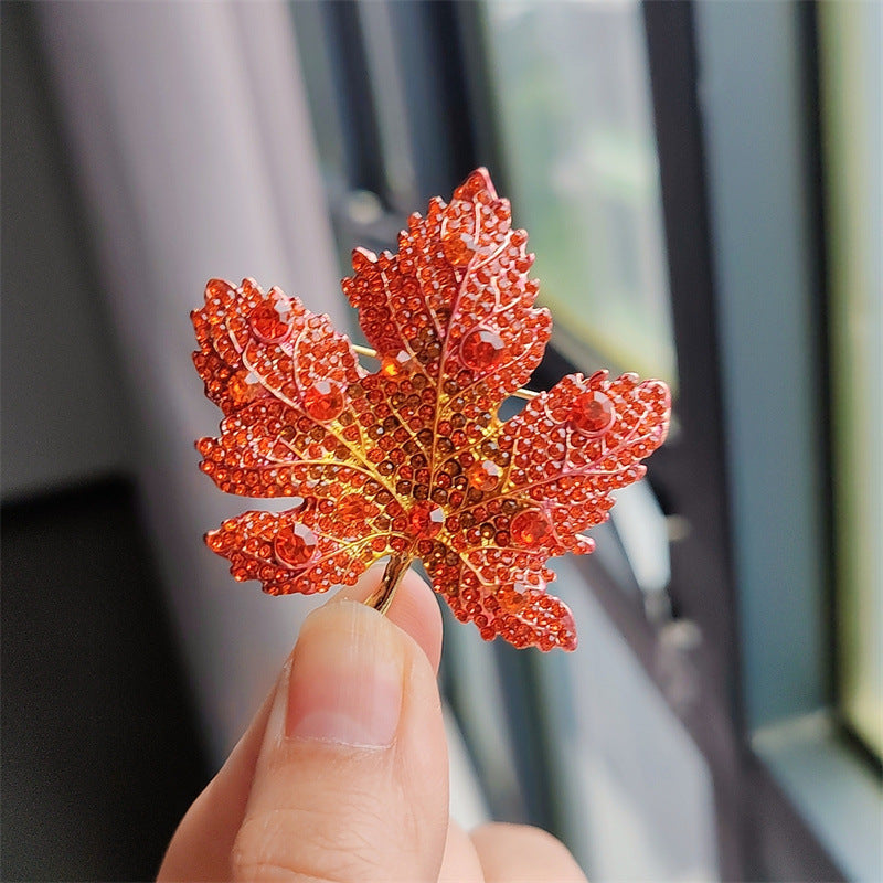 Beautiful Leaf Brooch with Crystals - Image 4