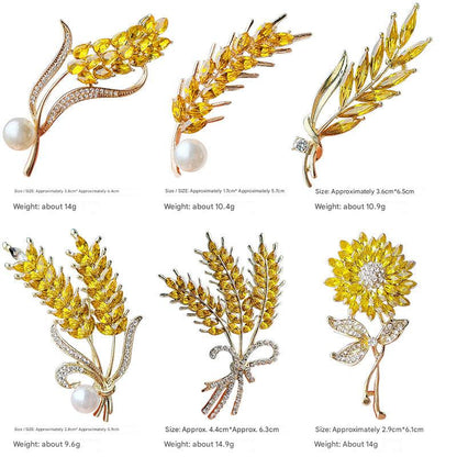 Chic floral brooch with wheat design