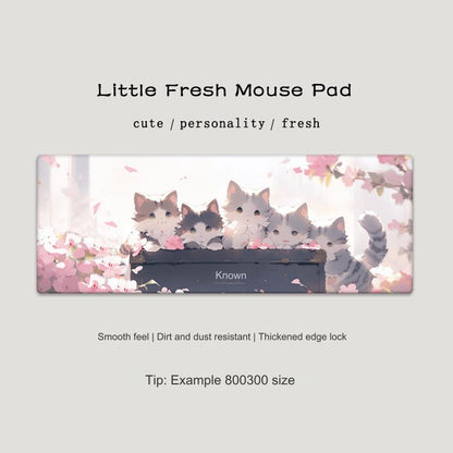 Cute Cat-Themed Non-Slip Gaming Mouse Pad - Large Desk Mat for Office and Home Use