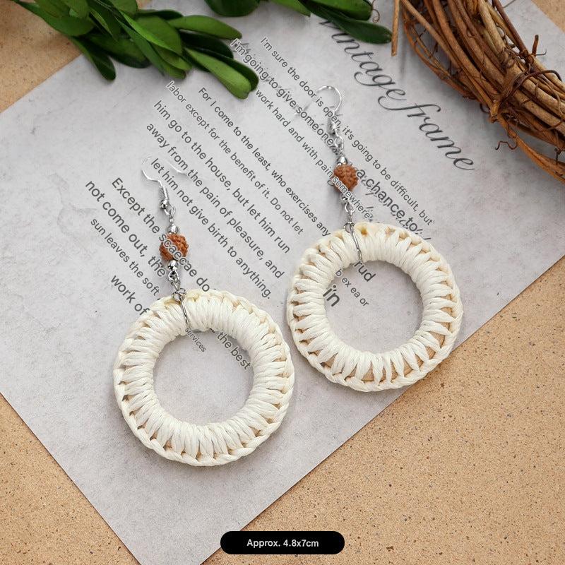 Bohemian vintage rattan earrings stylish design