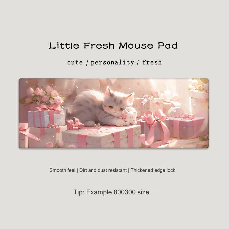 Cute Cat-Themed Non-Slip Gaming Mouse Pad - Large Desk Mat for Office and Home Use