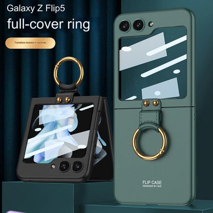 Ultra Slim Samsung Galaxy Z Flip 5 Full-Cover Case with Ring Stand - Stylish and Shockproof