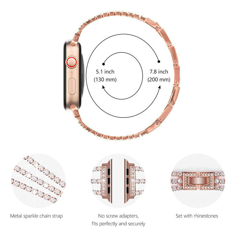 Luxury Rhinestone Metal Apple Watch Band - Stylish and Durable iWatch Bracelet