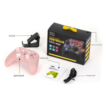 KXD NS21 RGB Wireless Gaming Controller for PC, iOS, Android, PS4, and Switch - Customizable Gaming Experience