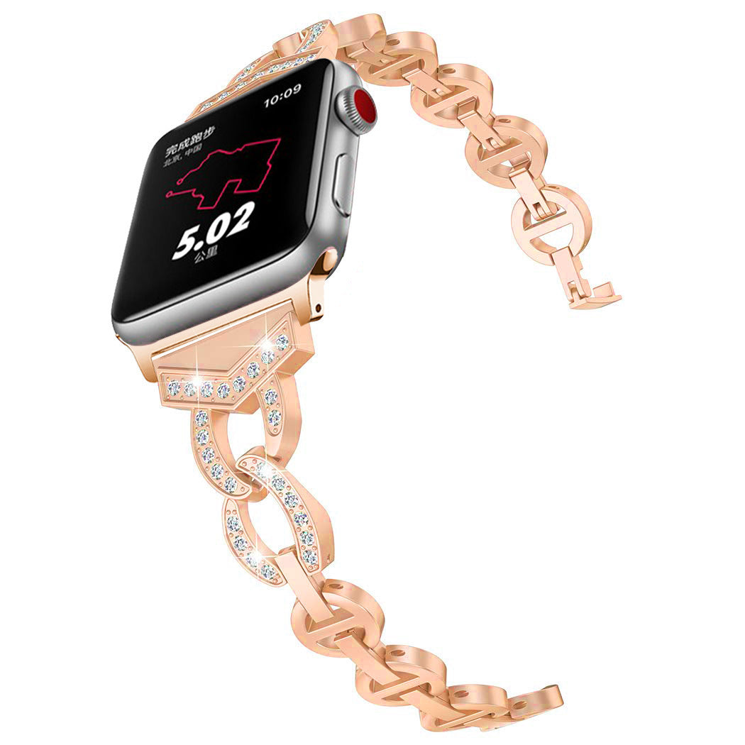 Luxurious Rhinestone Metallic Apple Watch Band - Compatible with Series 5, 6, 7, 8, SE & More