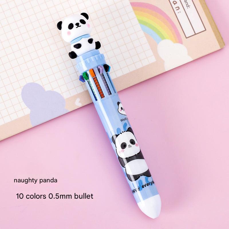 top view of panda-theme colorful pen