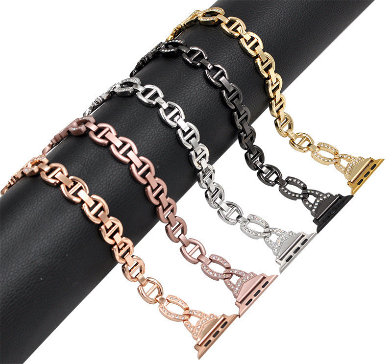 Luxurious Rhinestone Metallic Apple Watch Band - Compatible with Series 5, 6, 7, 8, SE & More