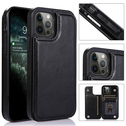 Premium TPU Wallet Case for iPhone 15 & 14 Series – Stylish, Shockproof, Multi-Card Holder