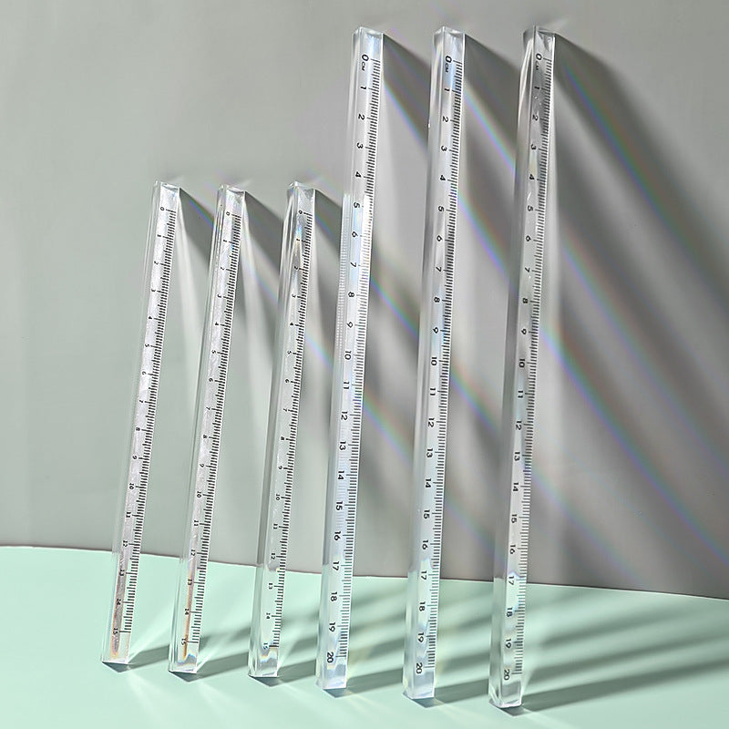 close-up of triangular ruler scale measurement