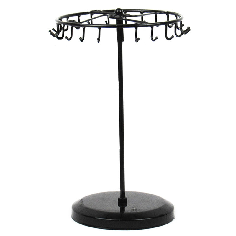 compact round base jewelry stand on white background