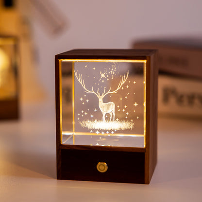 LED illuminated reindeer wooden light