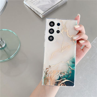 Stylish & Protective Marble Pattern Phone Case for Samsung S24 Ultra, S23, A54, S22 - Dual-Layer TPU+PC Design