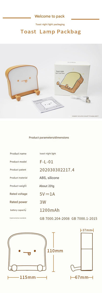 USB rechargeable toast bread light