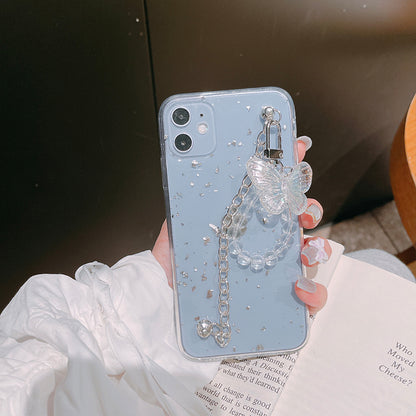 Elegant Gold Foil Butterfly Chain TPU Case for iPhone - Stylish and Versatile Protection