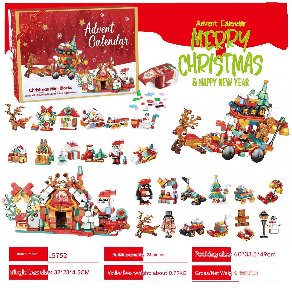 Christmas countdown calendar with toy building set