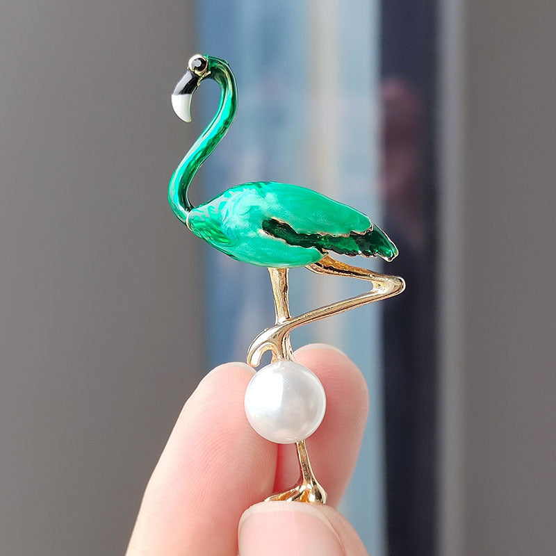 Green Enamel Animal Brooch for Women