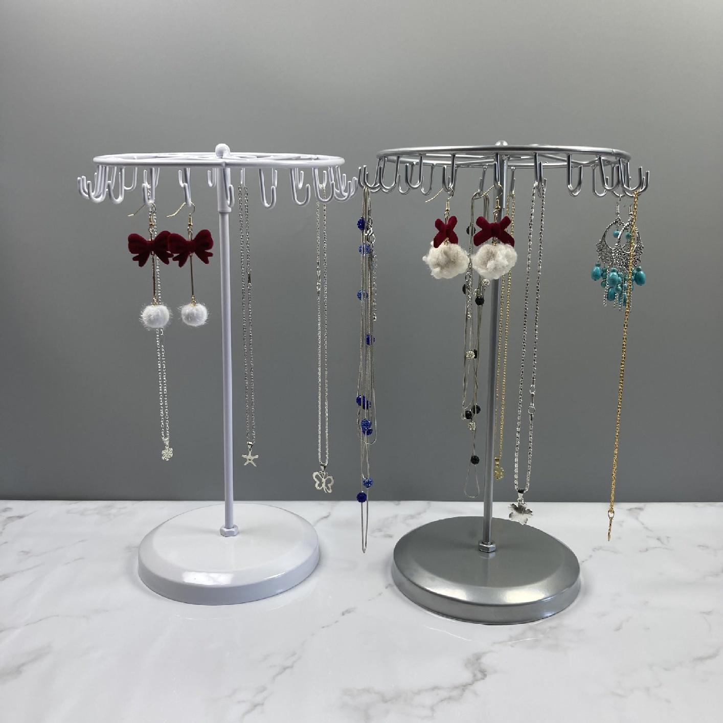 rotatable jewelry holder with multiple hooks