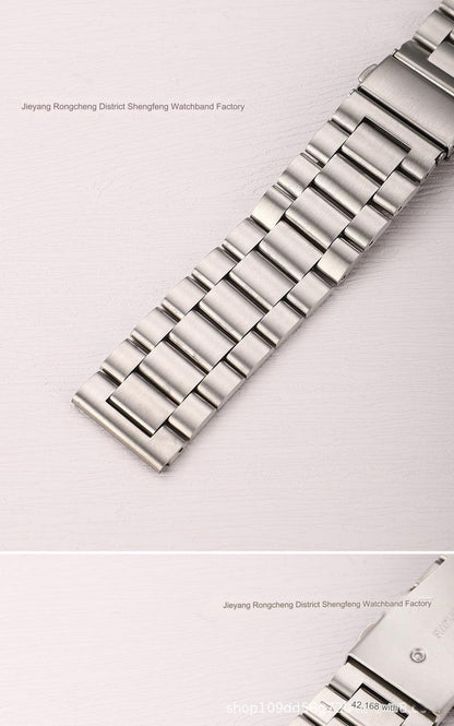 Stylish 3-Bead Stainless Steel Watch Band for Apple & Samsung Watches - Adjustable Sizes in Multiple Colors