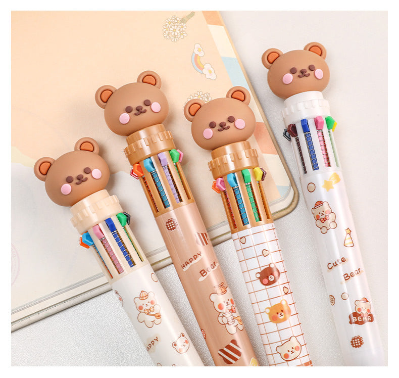 retractable 10-color pen selection close-up