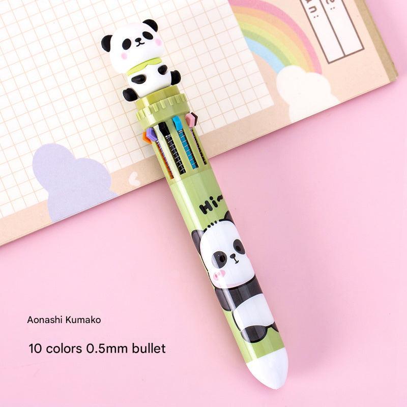 clip and button detail of panda multi-color pen