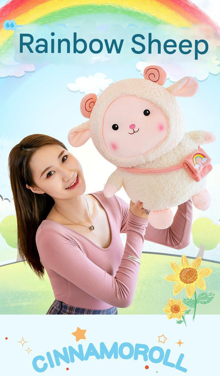 decorative rainbow sheep plush in child's room