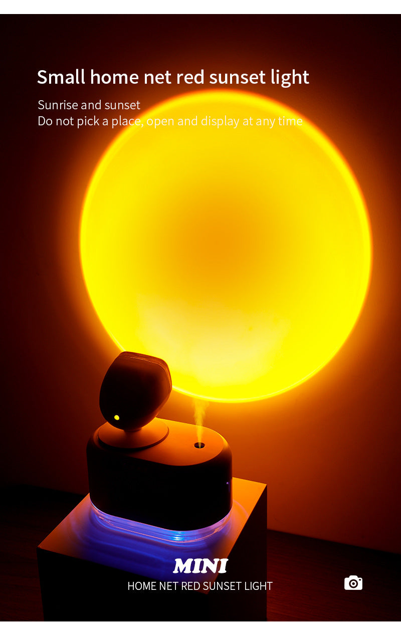 sunset lamp humidifier in dark room