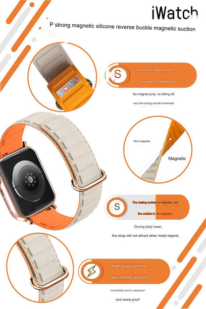 Premium Silicone Magnetic Apple Watch Band - Sporty & Durable Replacement Strap for All Models