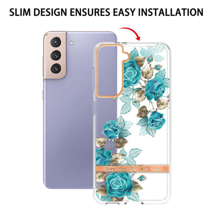 Stylish TPU + PC Protective Case for Samsung Galaxy S24 Series - Transparent Floral Design