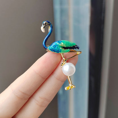 Lightweight Flamingo Brooch on Jacket