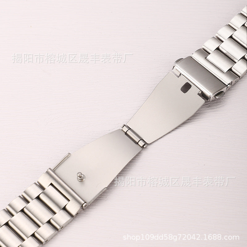 Stylish 3-Bead Stainless Steel Watch Band for Apple & Samsung Watches - Adjustable Sizes in Multiple Colors