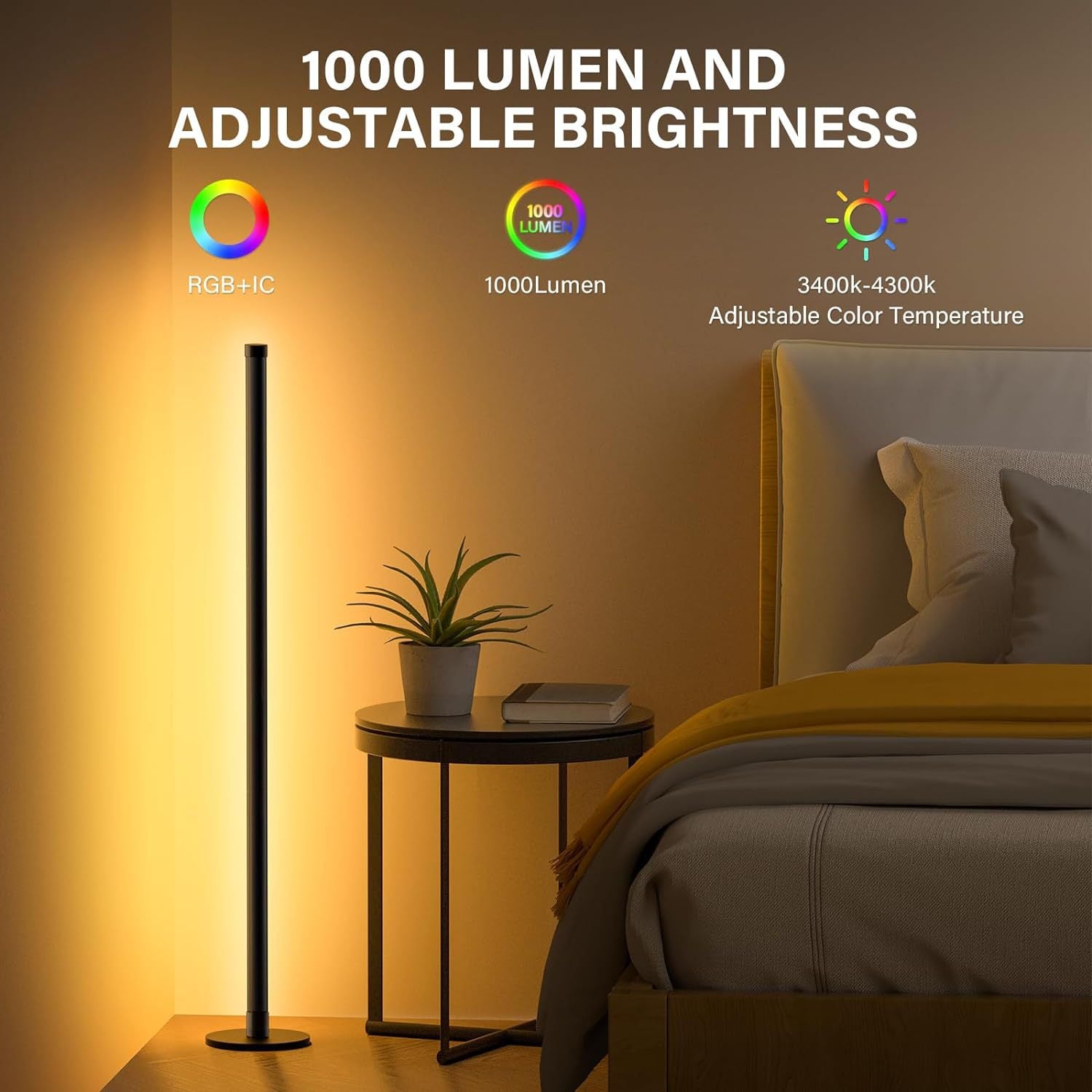 Eco-friendly LED floor lamp with Bluetooth features