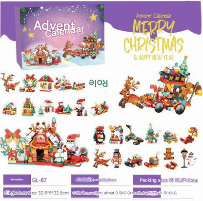 Festive Christmas mini building blocks assembled display