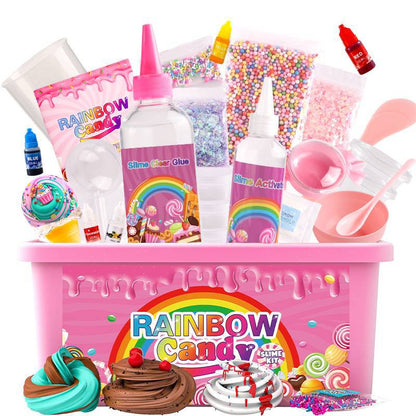 DIY Rainbow Candy Slime Kit - Fun and Creative Craft Activity for Kids | Bubble Foam Slime Set