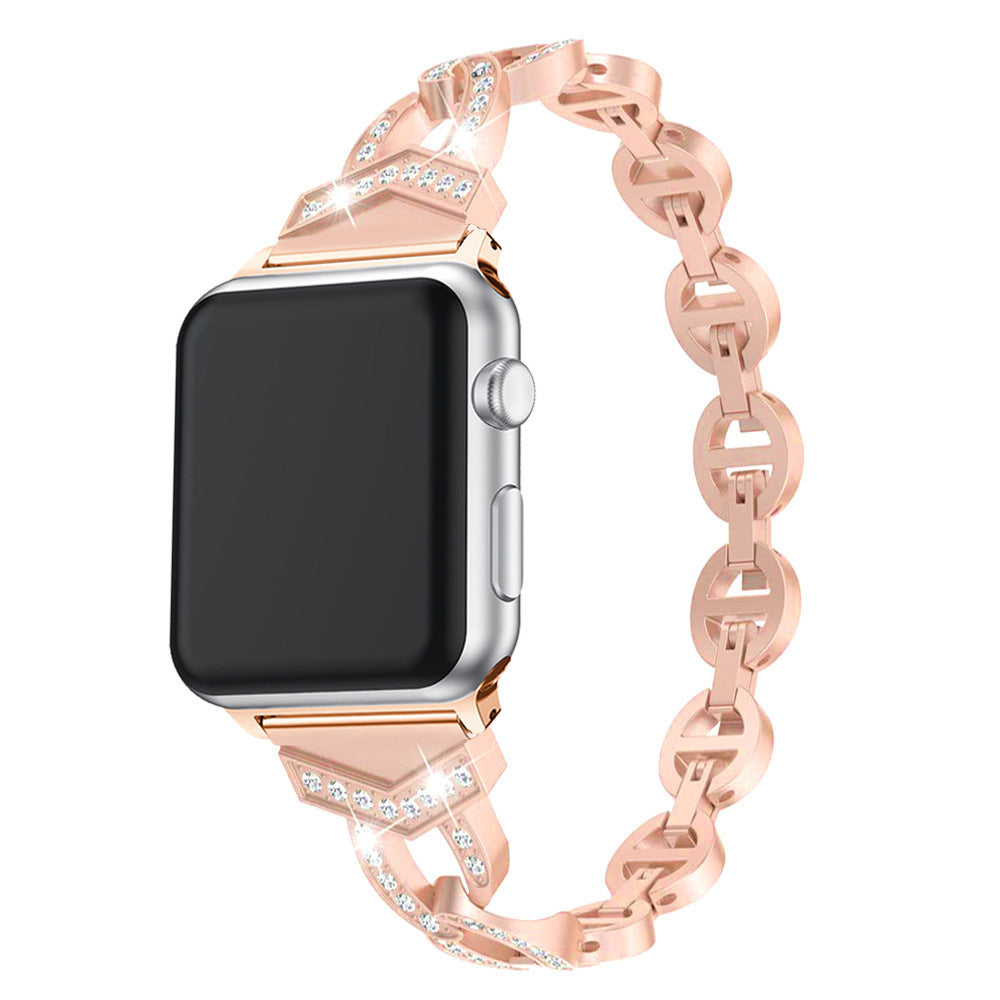 Luxurious Rhinestone Metallic Apple Watch Band - Compatible with Series 5, 6, 7, 8, SE & More