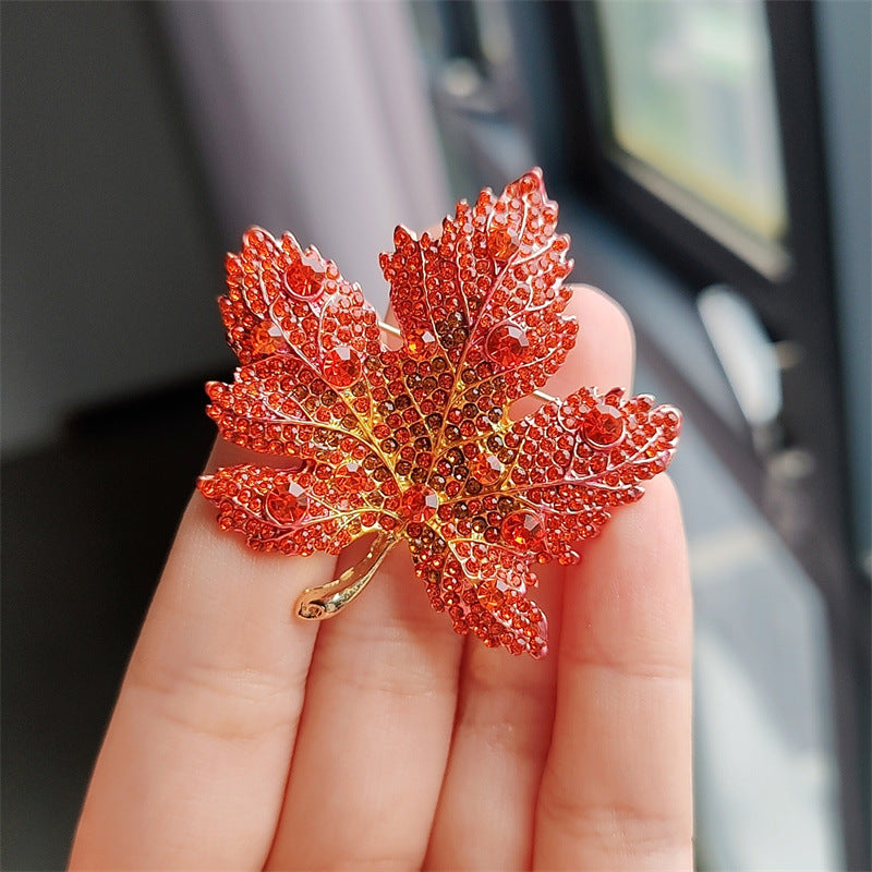 Close-up of Alloy Leaf Brooch - Image 2