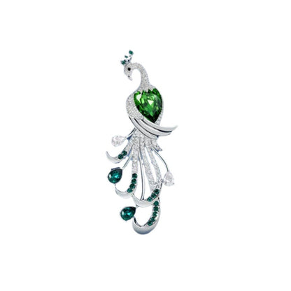 Lifestyle shot of wearing green peacock brooch image 8