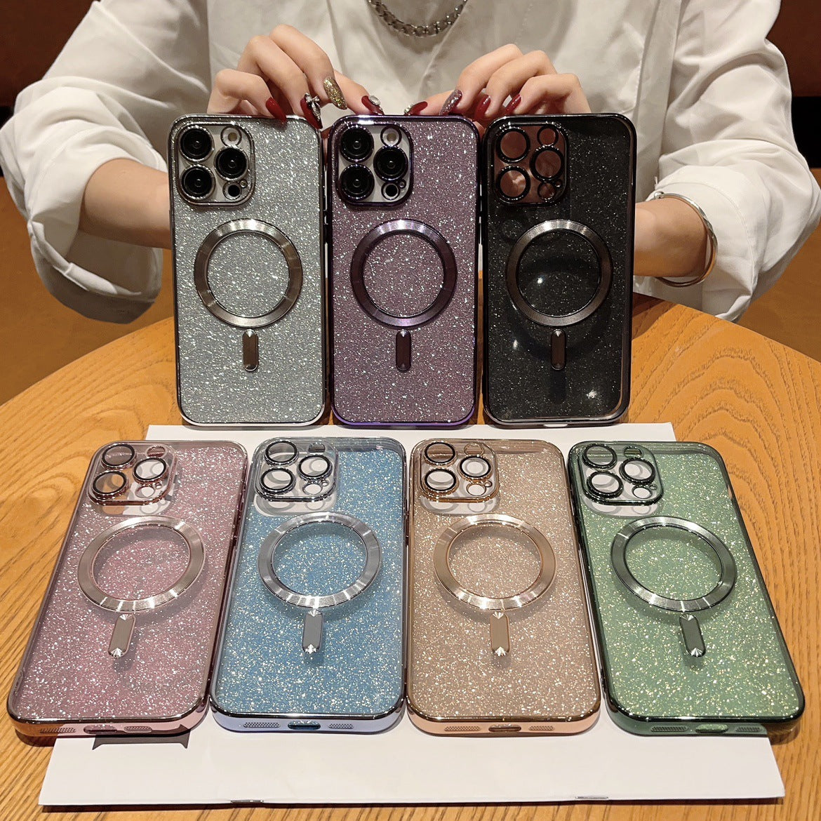 MagSafe Compatible iPhone Case with Glitter Finish and TPU Protection