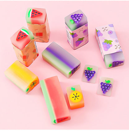 assorted collection of fruit erasers