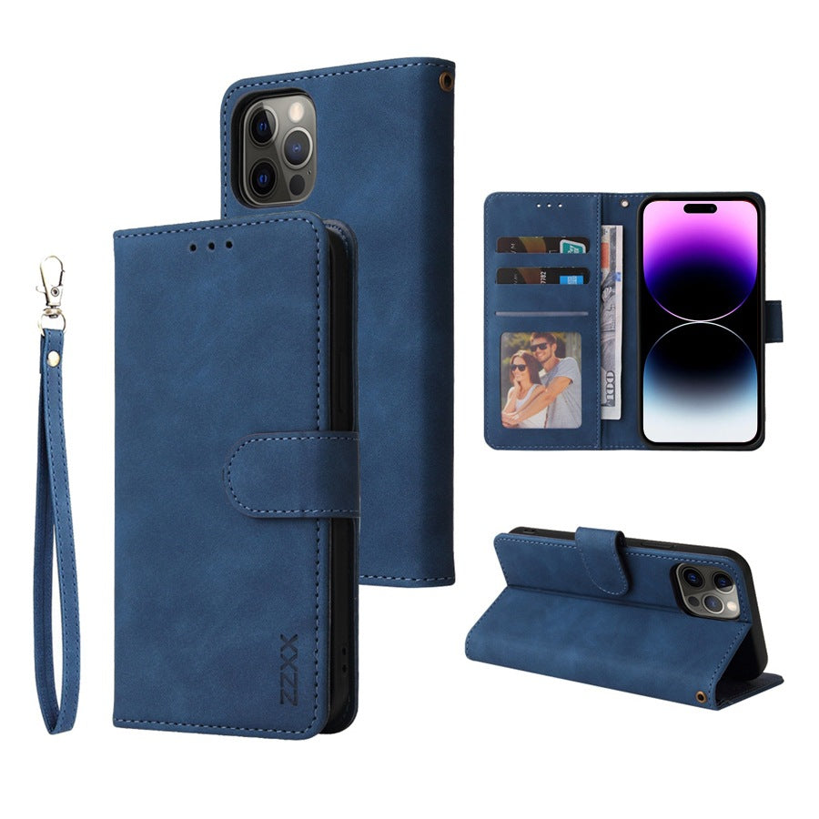 Premium Flip Wallet Case for iPhone 15/14/13/12/11 - Magnetic Closure & Stand Feature